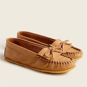 J crew size. 8.5 leather moccasins. Never worn still in Original packaging.